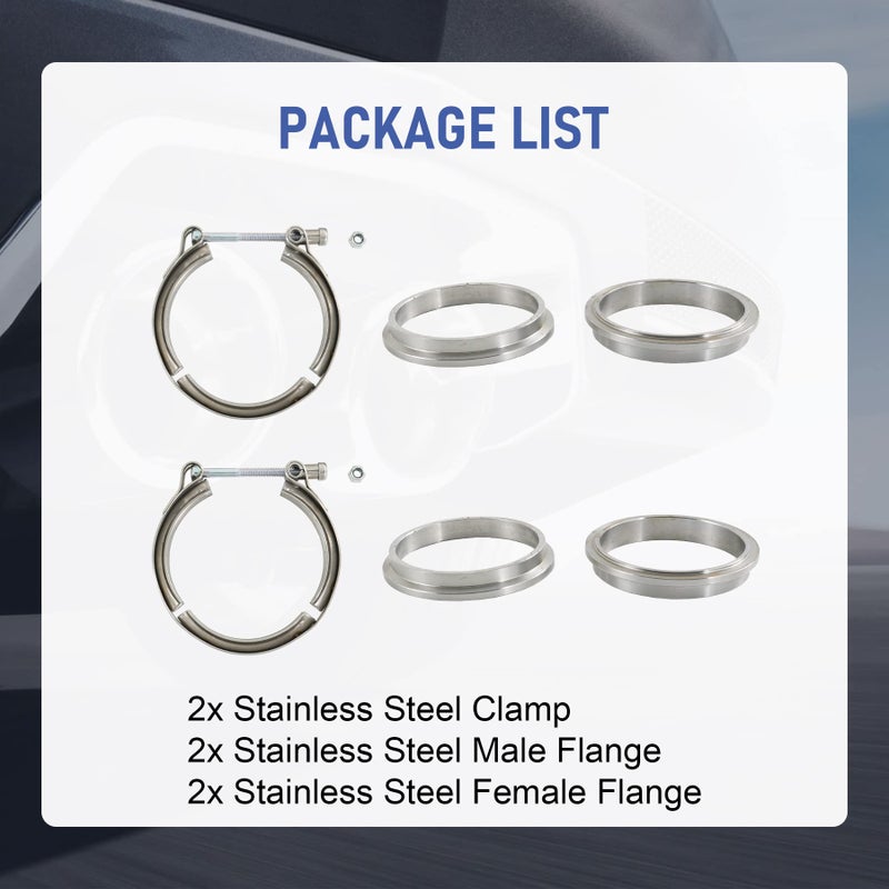 JDMSPEED New 3" V-Band Flange & Clamp Kit 2 Pcs Stainless Steel Replacement For Turbo Exhaust Downpipes (2) - Image 5